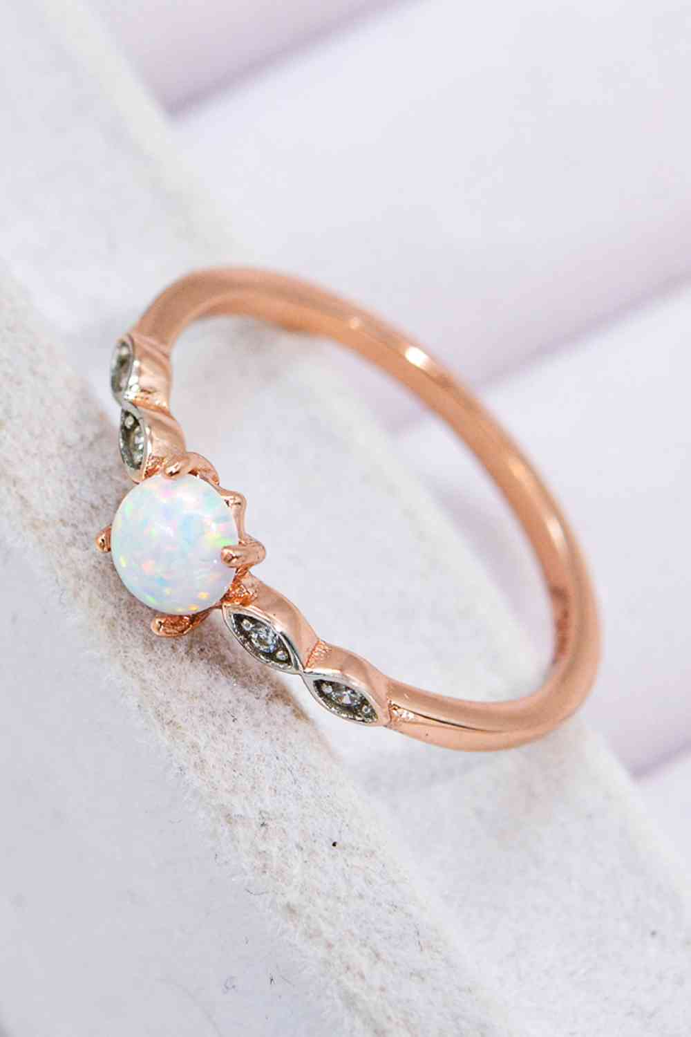 Opal Contrast Platinum-Plated Ring