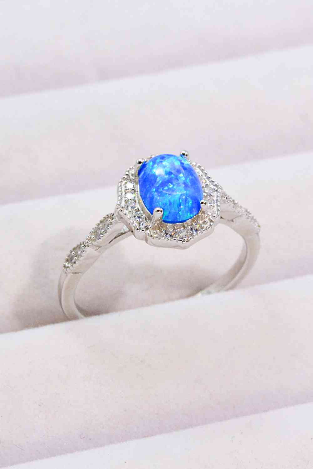 Opal and Zircon 925 Sterling Silver Ring