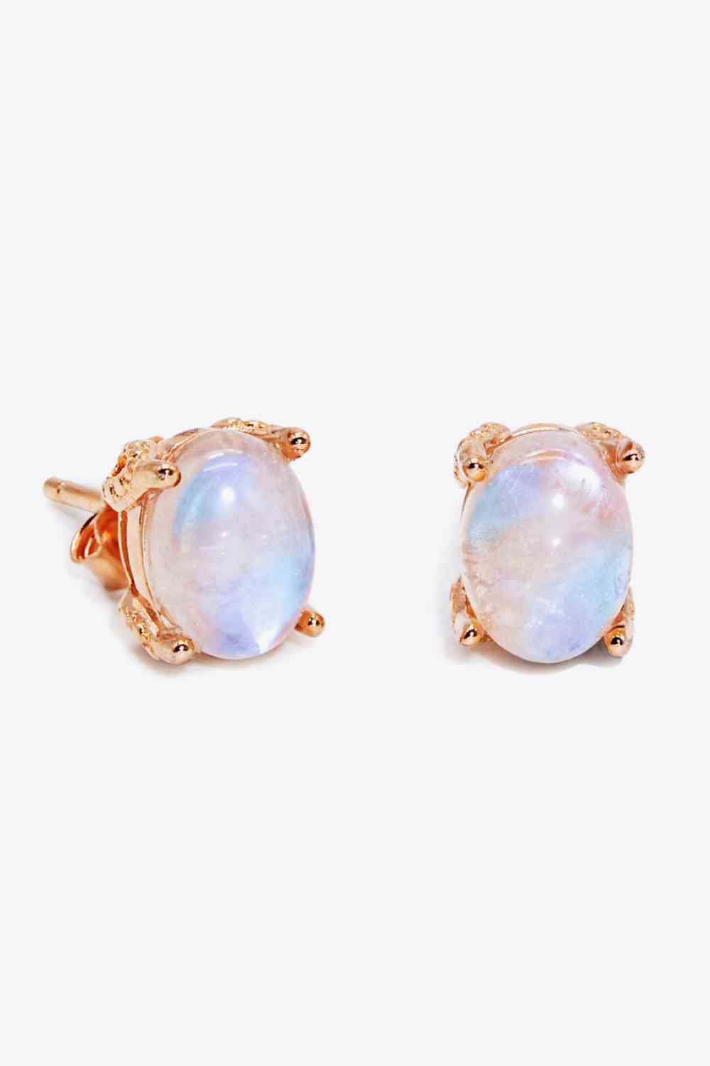 Natural Moonstone 4-Prong Stud Earrings