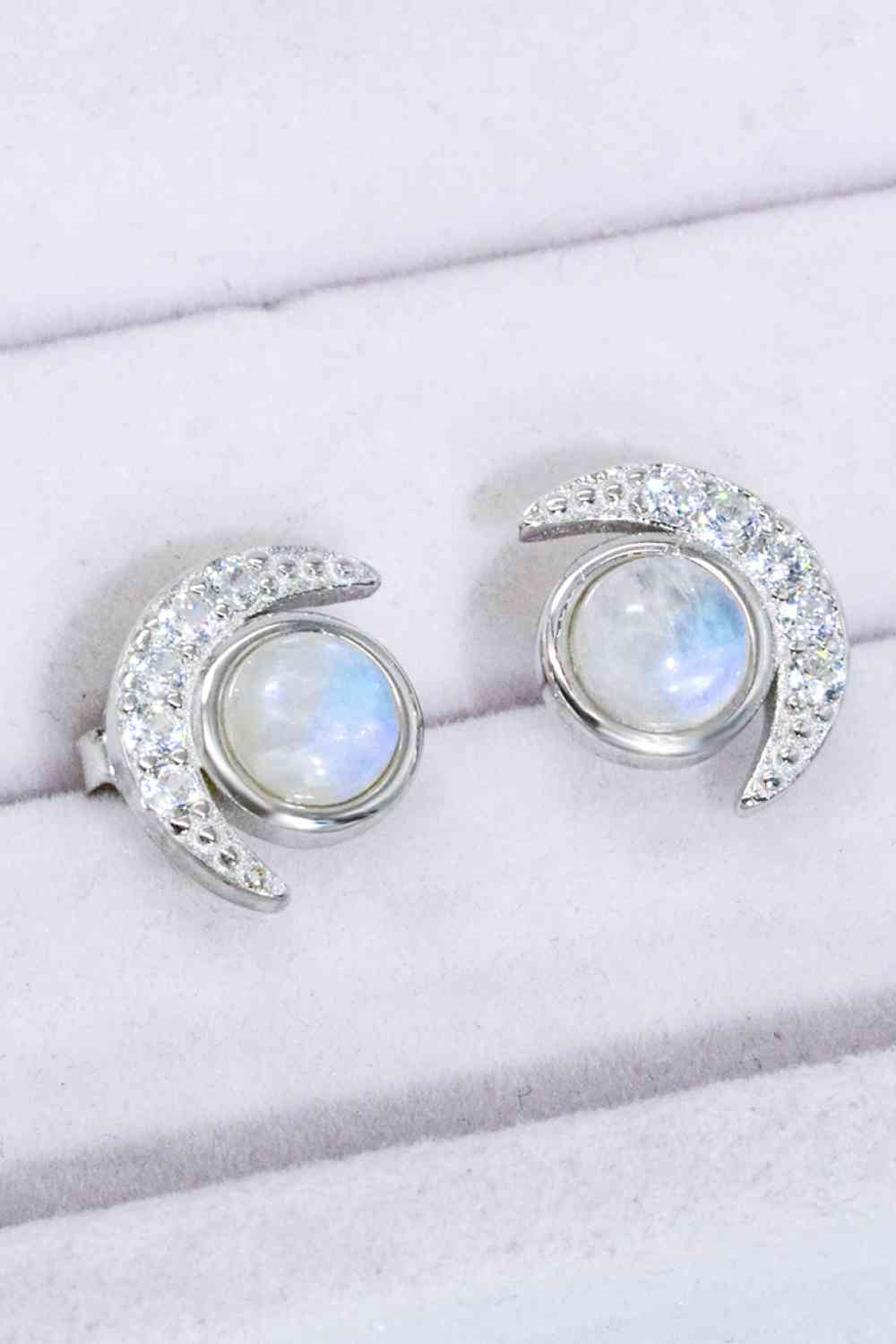 925 Sterling Silver Moonstone Stud Earrings