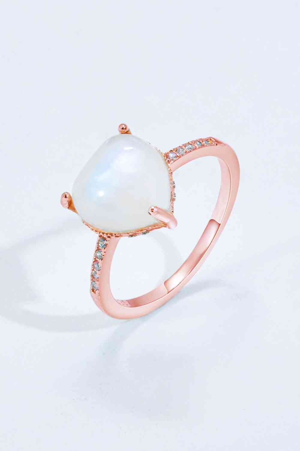 Heart-Shaped Natural Moonstone Ring