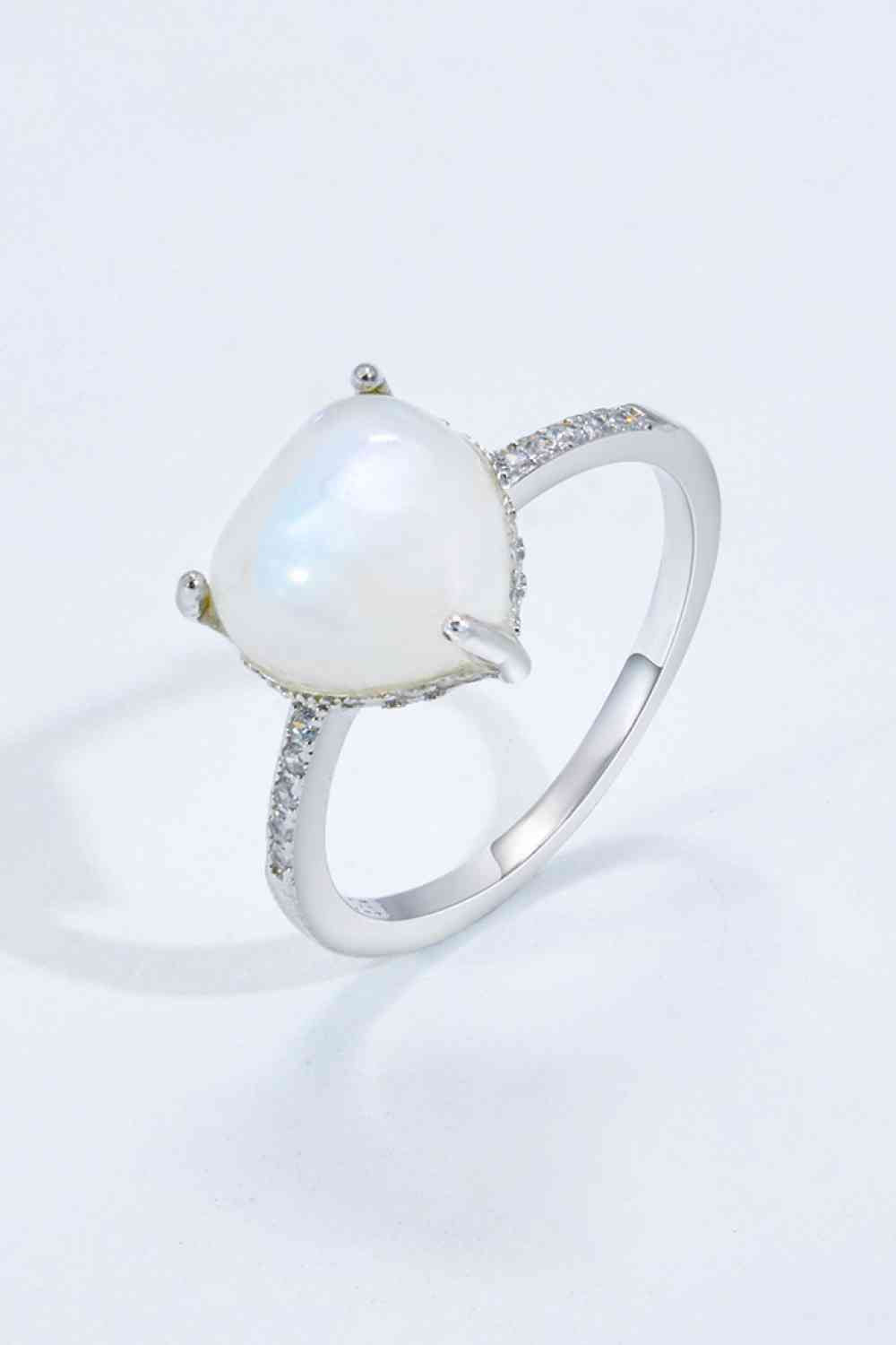 Heart-Shaped Natural Moonstone Ring