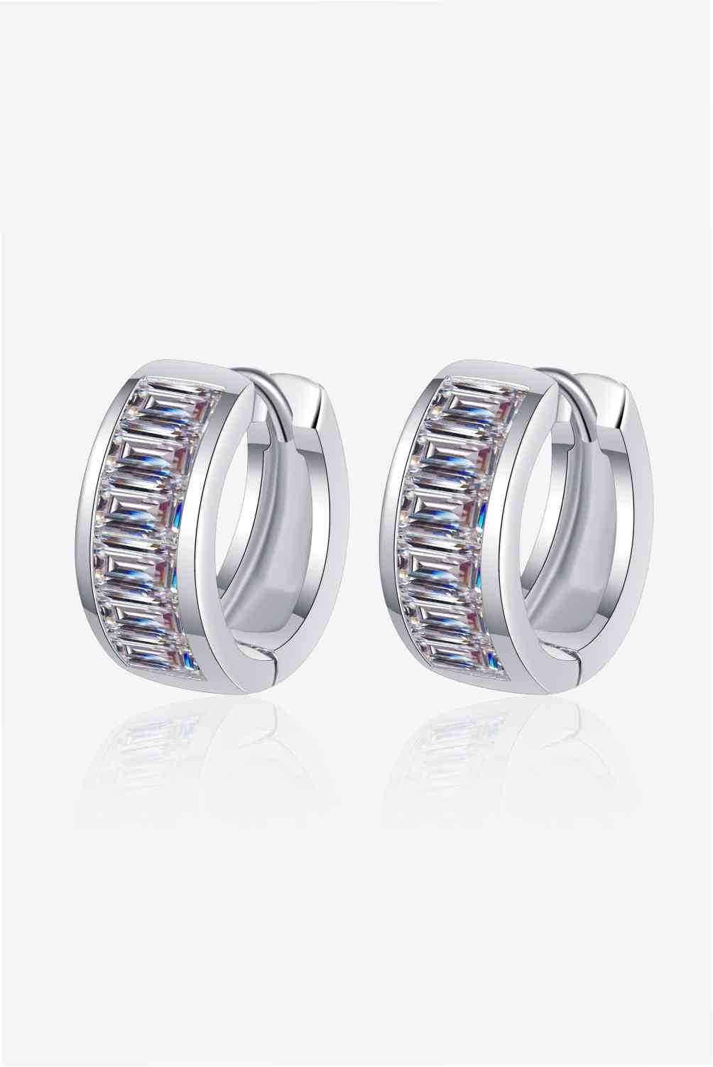 1.8 Carat Moissanite 925 Sterling Silver Huggie Earrings