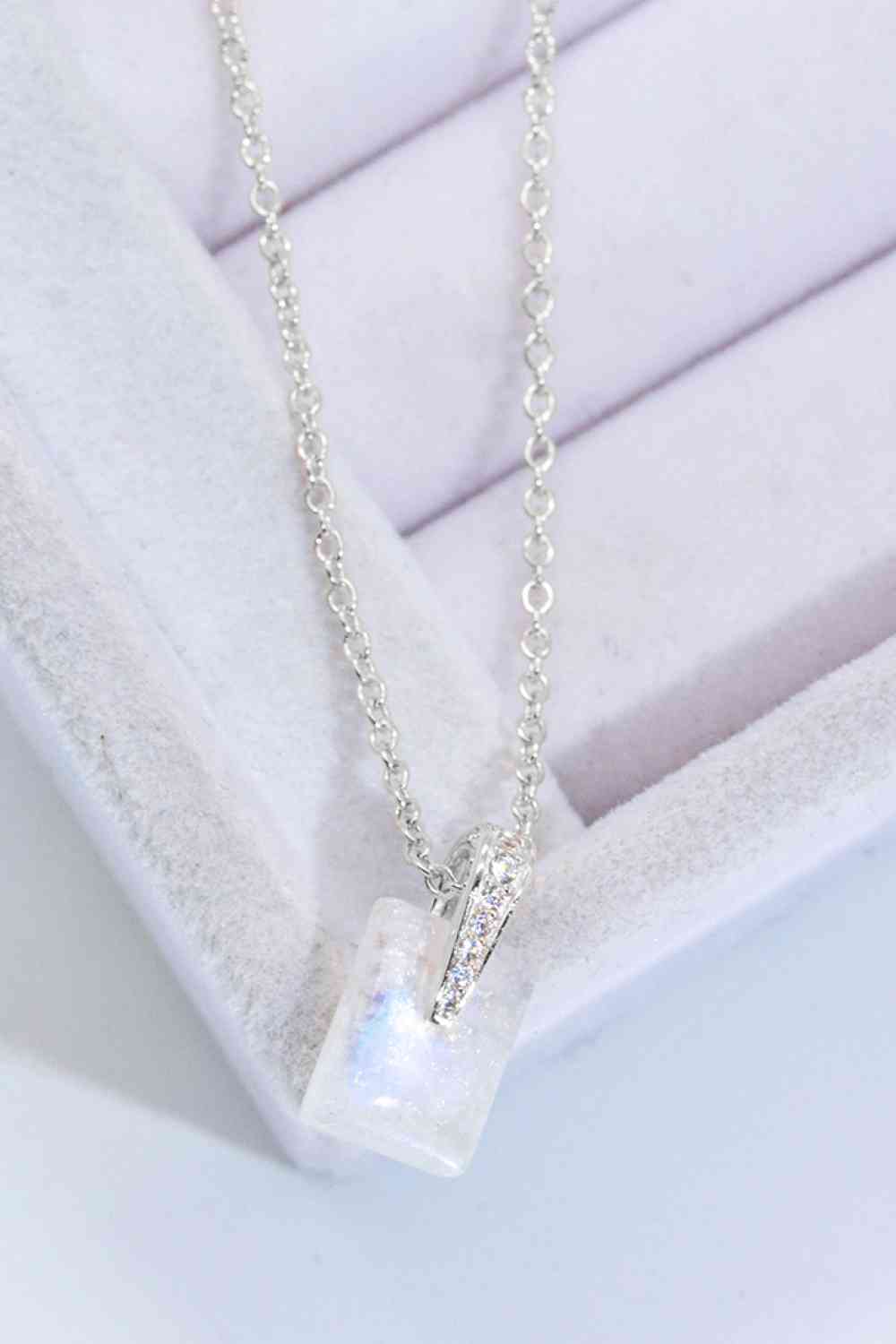 925 Sterling Silver Natural Moonstone Pendant Necklace