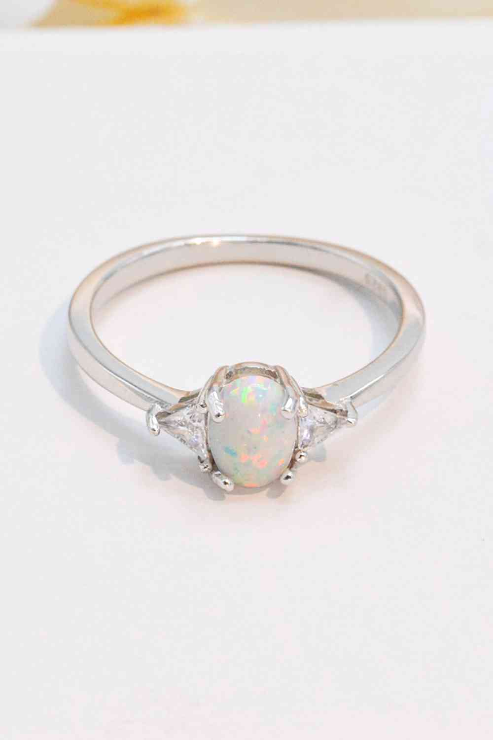 Contrast 925 Sterling Silver Opal Ring