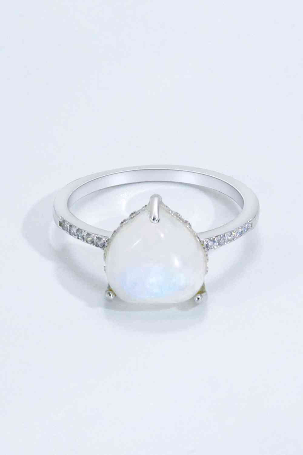 Heart-Shaped Natural Moonstone Ring